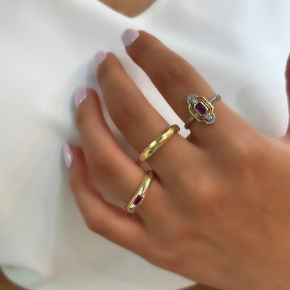 Single Baguette Pink Stone Ring