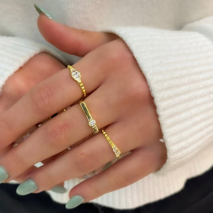 Minimal Stair Baguette Ring