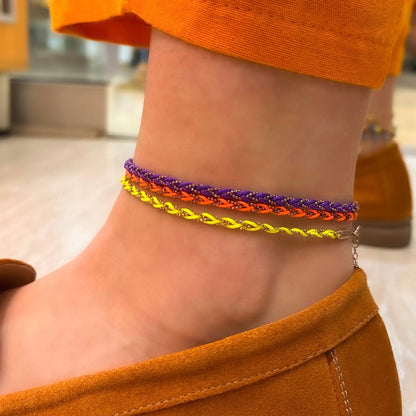 Orange Knit Anklet