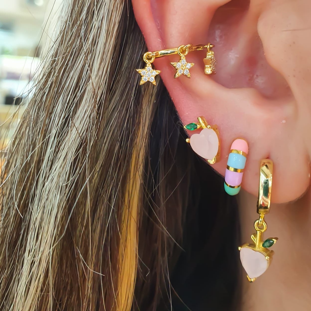 Small Size Colorful Hoop Earrings