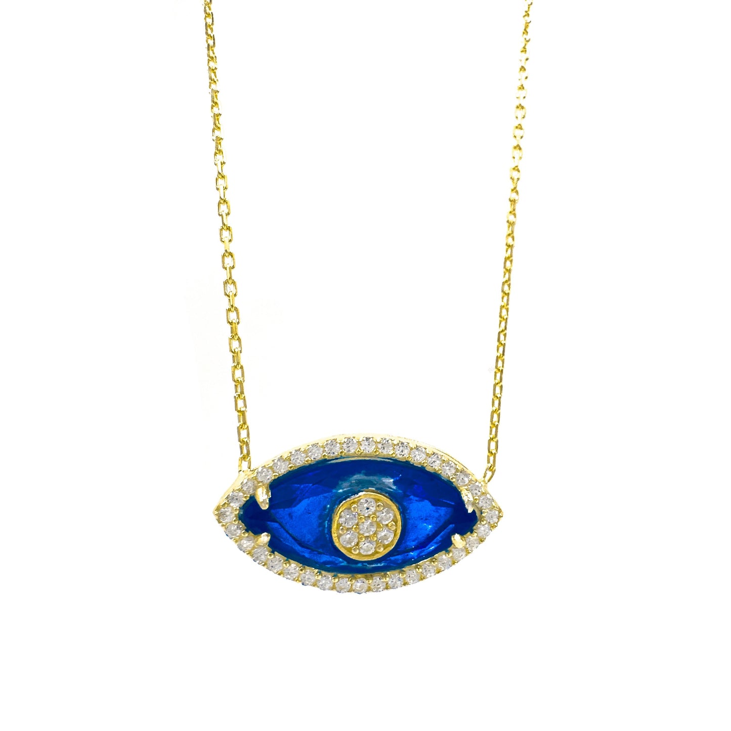Navy Blue Glass Eye Necklace