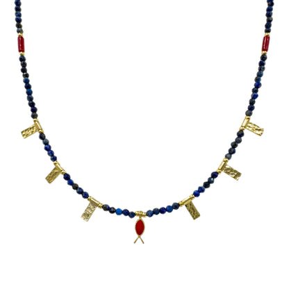 Navy Blue Natural Stone Necklace