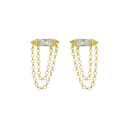 Baguette Stone Chain Earring