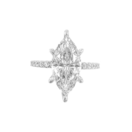 Two Carat Designer Moissanite Marquise Ring