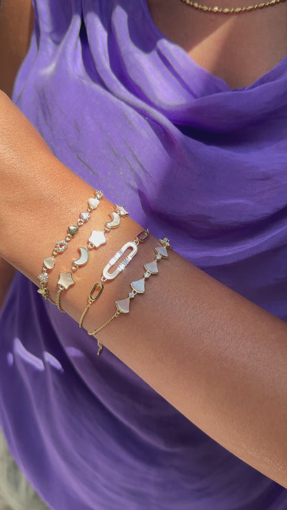 Moon and Star Mother of Pearl Bracelet
