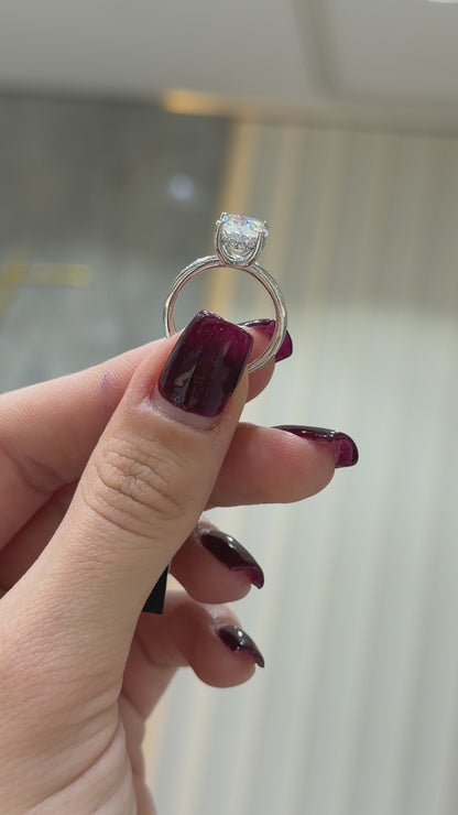 Moissanite Long Oval Solitaire Ring