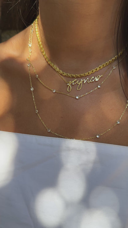Personalized Name Necklace with Stones