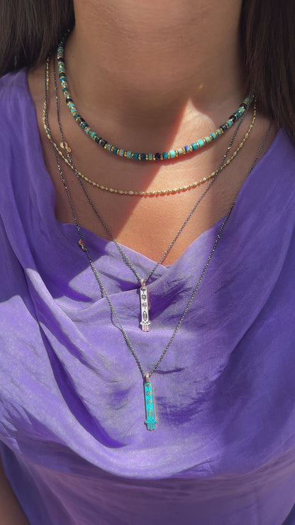 Black Rhodium Hand Model Shaped Necklace