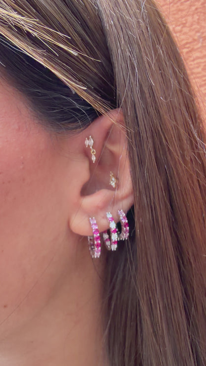 Small Pink-Toned Waterway Hoop Earrings