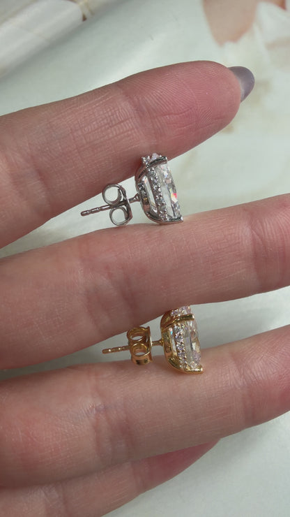 G-Color Drop Earrings with Stone Setting