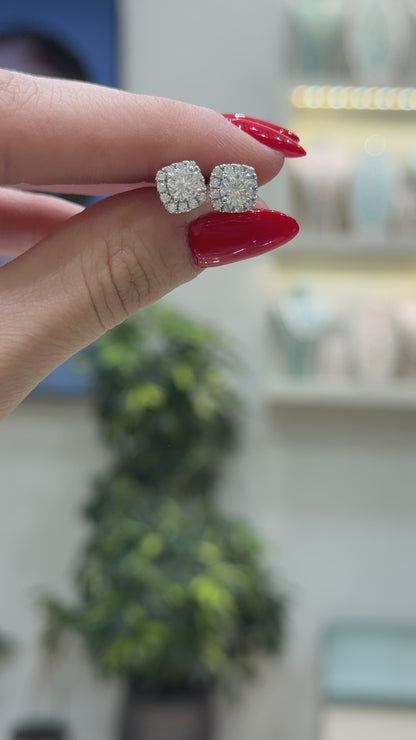 Square Stone Moissanite Earrings