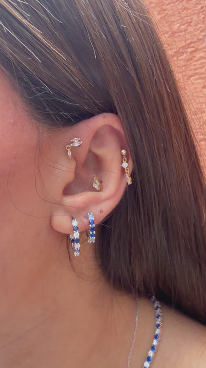 Blue-Toned Waterway Hoop Earrings