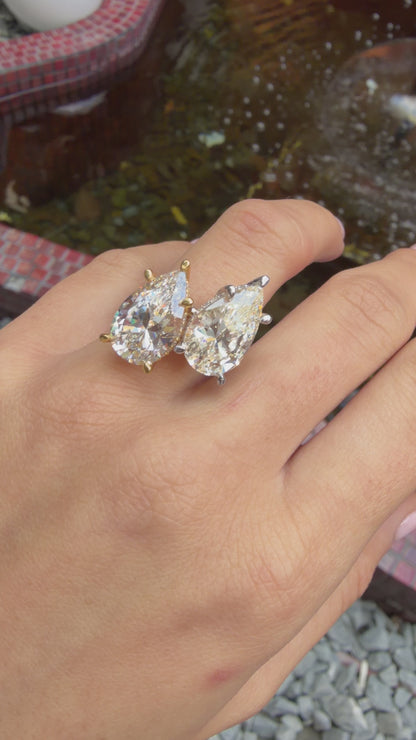 G-Color Pear Ring with Stone Setting