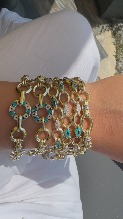 Enameled Stone Hollow Bracelet