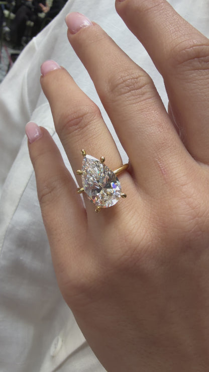 G-Color Pear Ring with Stone Setting