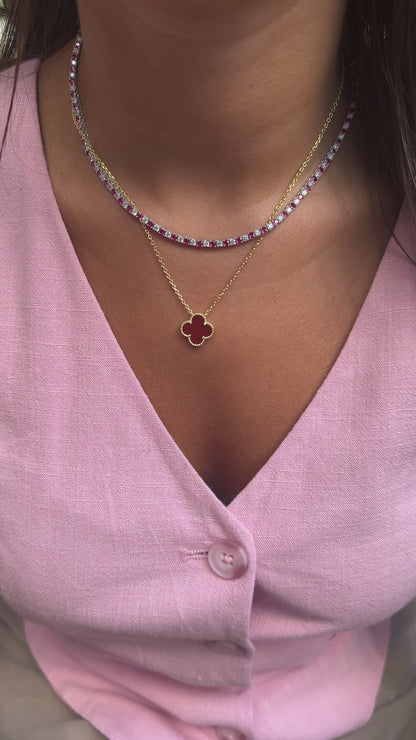 Two and a half mm Fuchsia Stone Tennis Necklace