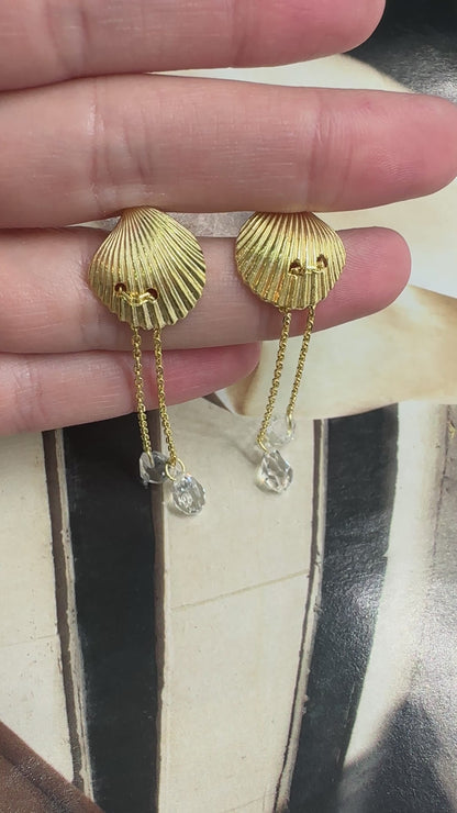Sea Shell Dangle Stone Earrings
