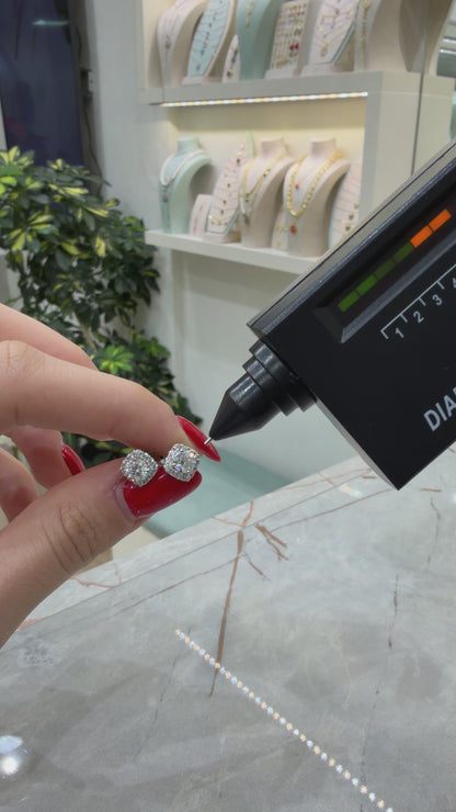 Square Stone Moissanite Earrings