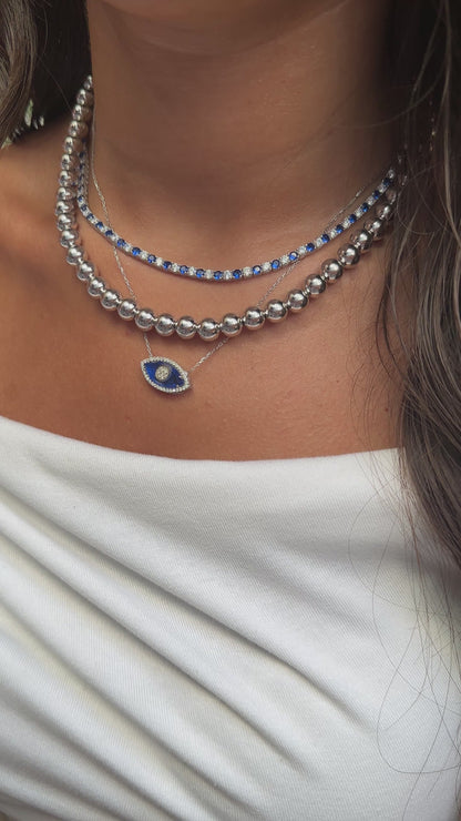 Navy Blue Glass Eye Necklace