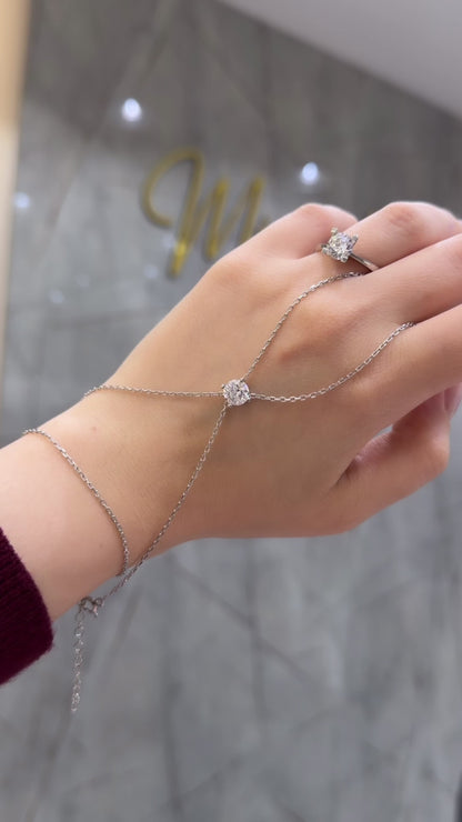 Moissanite Solitaire Hand Chain