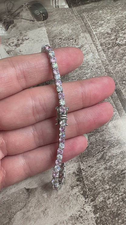 Three mm Pink Stone Tennis Bracelet