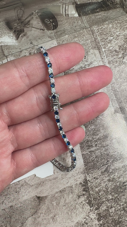 Three mm Navy Stone Tennis Bracelet
