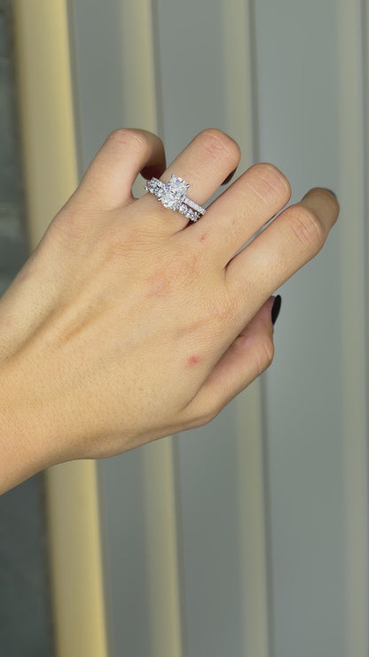 Two Carat Long Oval Moissanite Ring