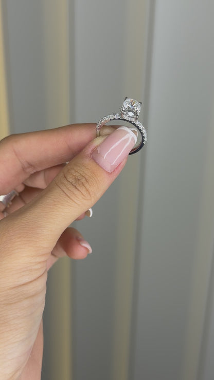 Oval Moissanite Ring with Side Stones