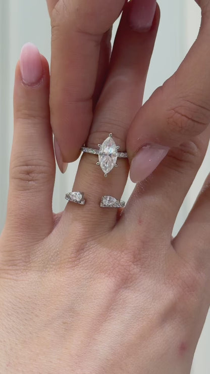 Two Carat Designer Moissanite Marquise Ring