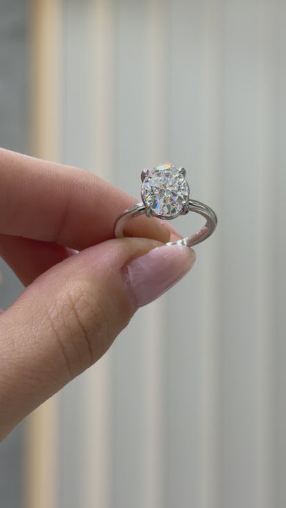 Three Carat Moissanite Oval Ring
