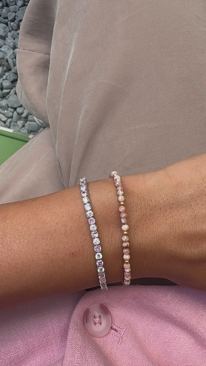 Three mm Pink Stone Tennis Bracelet