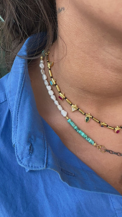 Colorful Stone Shaped Design Necklace