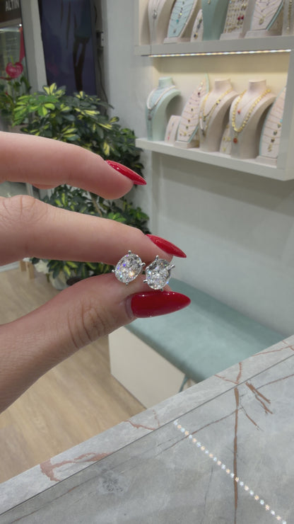 Two Carat Moissanite Oval Earrings