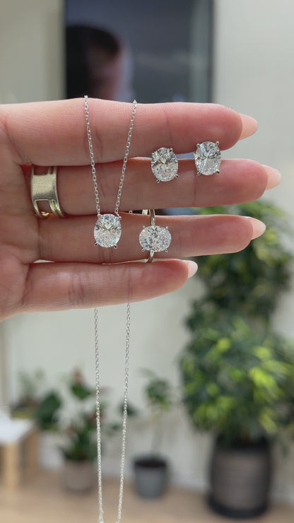 Three Carat Moissanite Oval Earrings