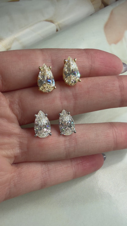 G-Color Drop Earrings with Stone Setting