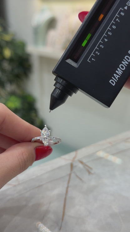 Two Carat Designer Moissanite Marquise Ring