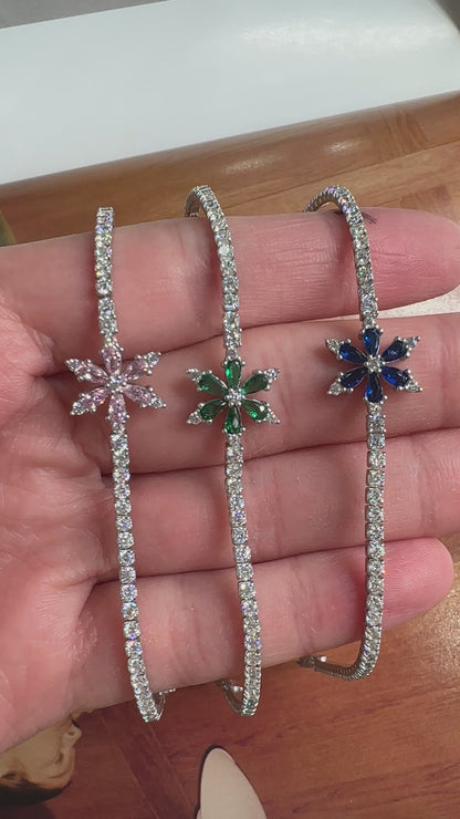 Colorful Stone Flower Tennis Bracelet