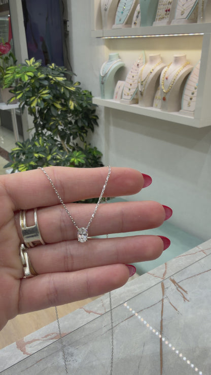 One Carat Moissanite Oval Necklace