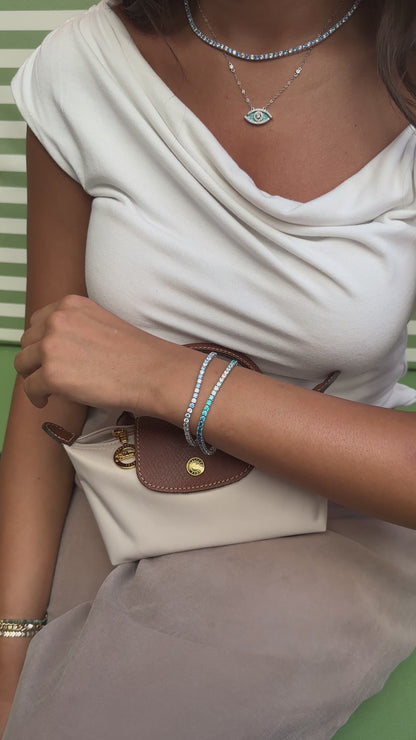 Three mm Aqua Stone Tennis Bracelet
