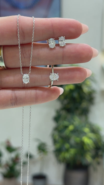 One Carat Moissanite Oval Necklace