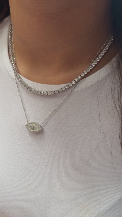 White Glass Eye Necklace