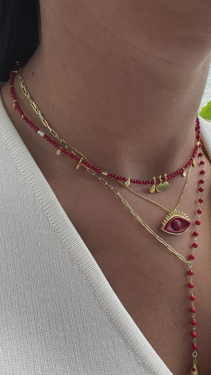 Burgundy Eye Necklace