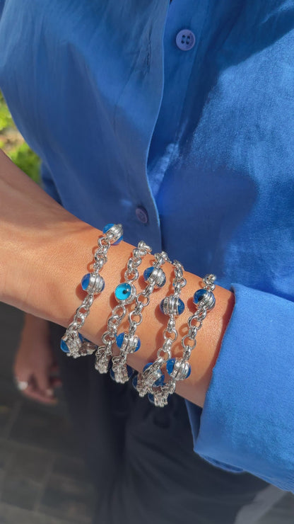 Five Evil Eye Hollow Bracelet
