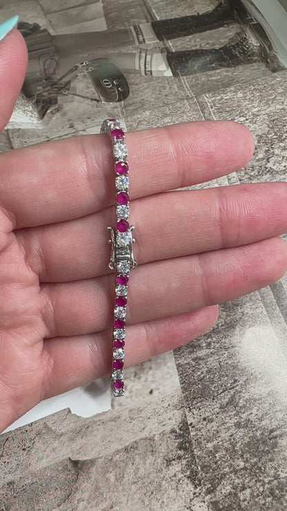 Two and a half mm Fuchsia Stone Tennis Bracelet