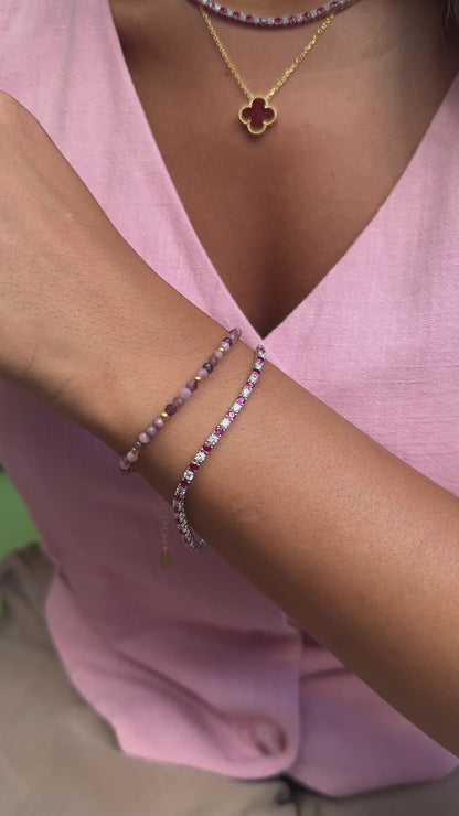 Two and a half mm Fuchsia Stone Tennis Bracelet
