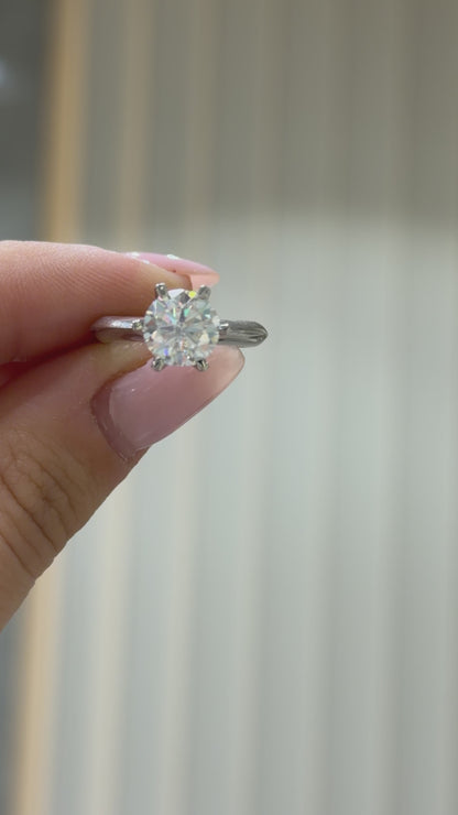 Two Carat Six Prong Moissanite Solitaire Ring