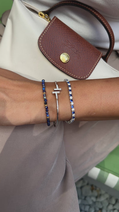 Three mm Navy Stone Tennis Bracelet
