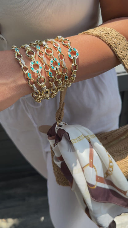 Hollow Bracelet with Eye Enamel