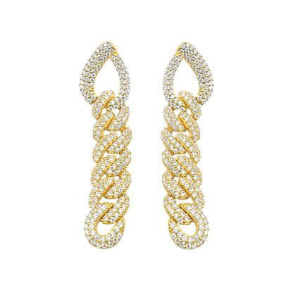 Stone Chain Model Earrings