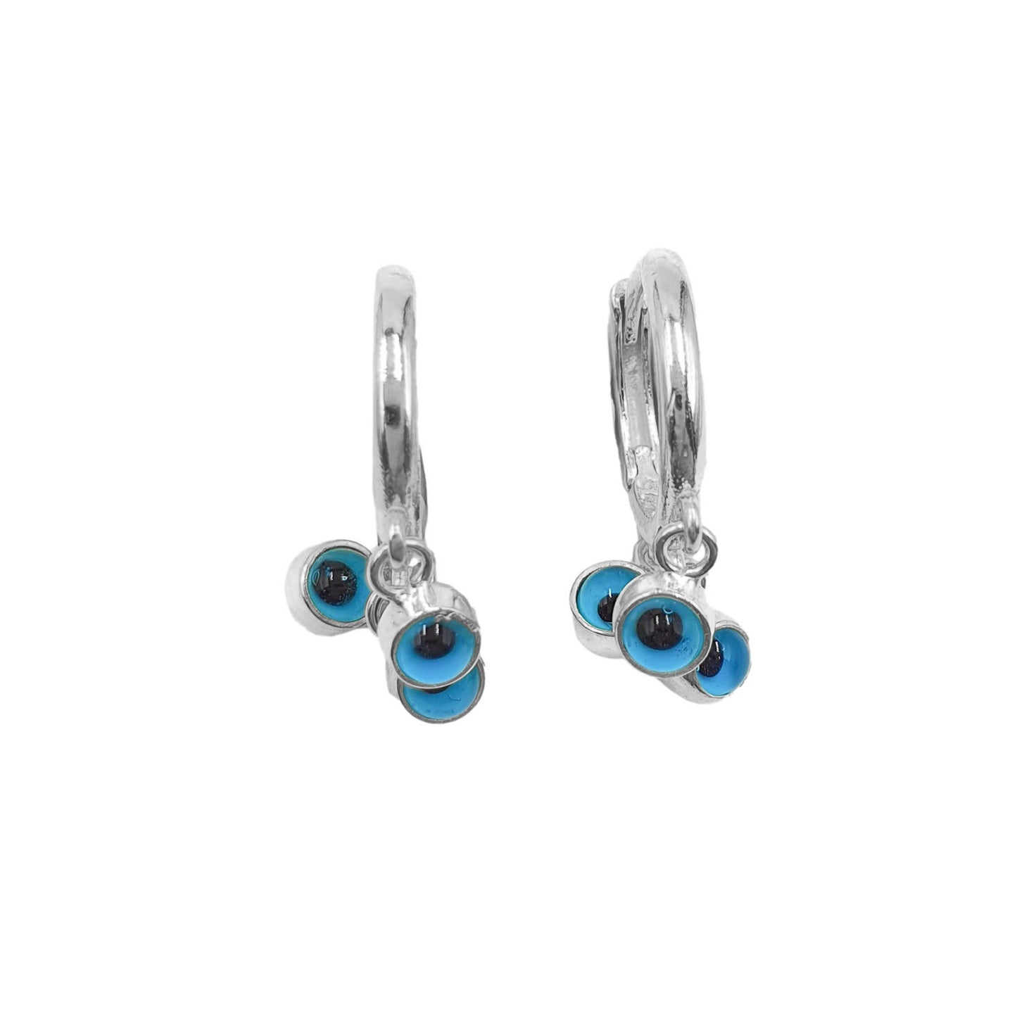 Triple Evil Eye Hoop Earrings